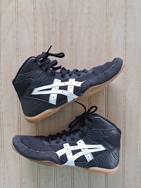 ASICS Matflex Wrestling Shoes Youth Size 2 Blk Gum Sole Athletic Lightweight